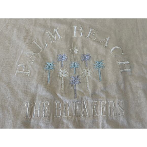 Vintage Palm Beach The Breakers Embroidered Yellow T Shirt Palm Trees Size Large - Picture 3 of 8